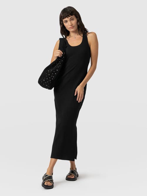 Saint And Sofia Saint + Sofia Sleeveless Rib Dress In Black