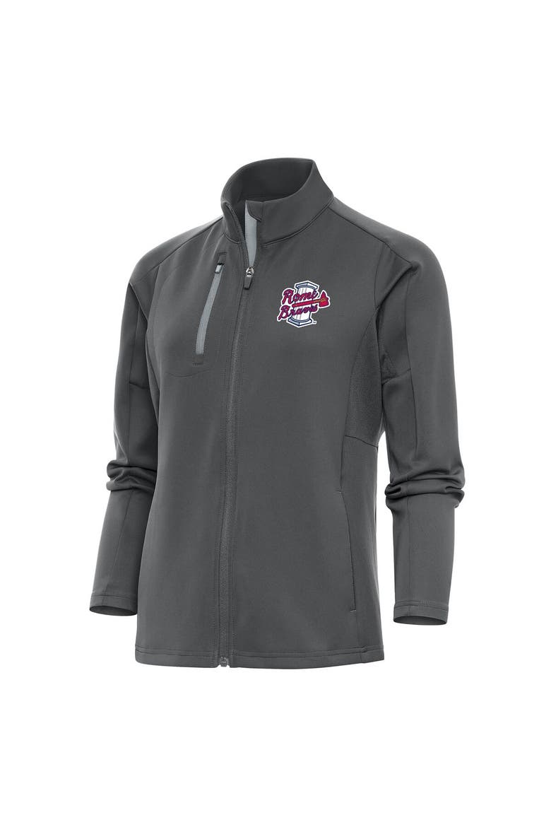 Women's Antigua  Pewter Rome Braves Generation Full-Zip Jacket, Main, color, Pewter