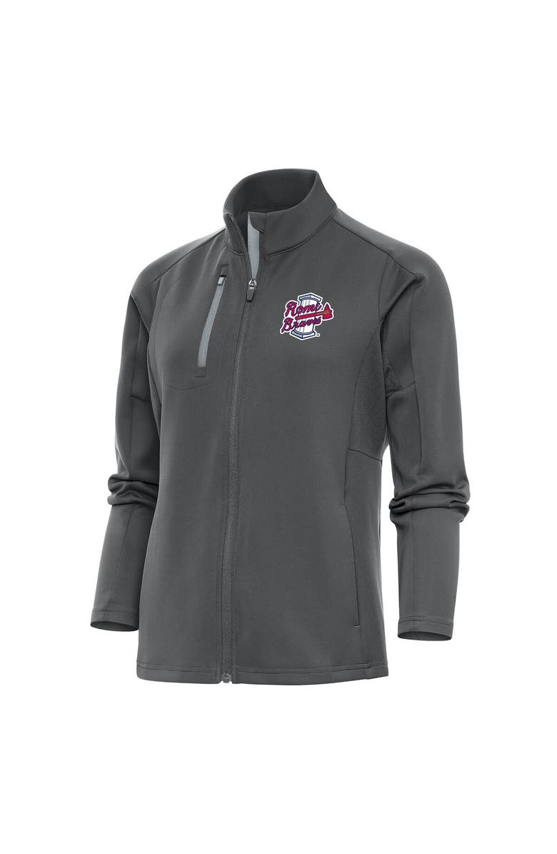 ANTIGUA Women's Antigua  Pewter Rome Braves Generation Full-Zip Jacket, Main, color, 