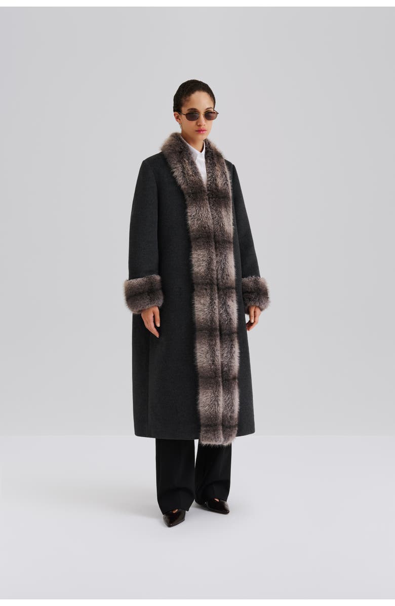 Malina Anouk Yve Faux Fur Wool Coat, Main, color, Grey