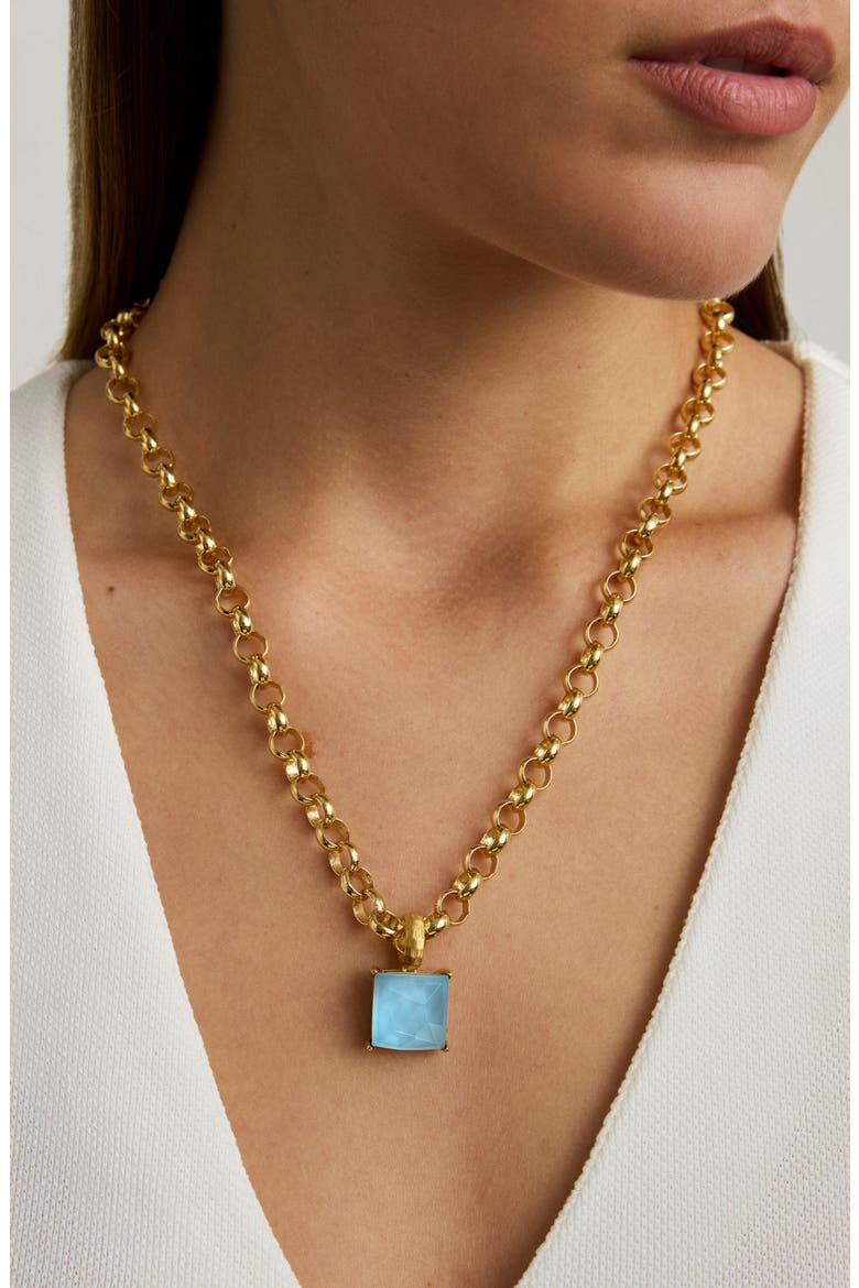 Nomad Gem Pendant Necklace, Alternate, color, IRIDESCENT TURQ/ GOLD