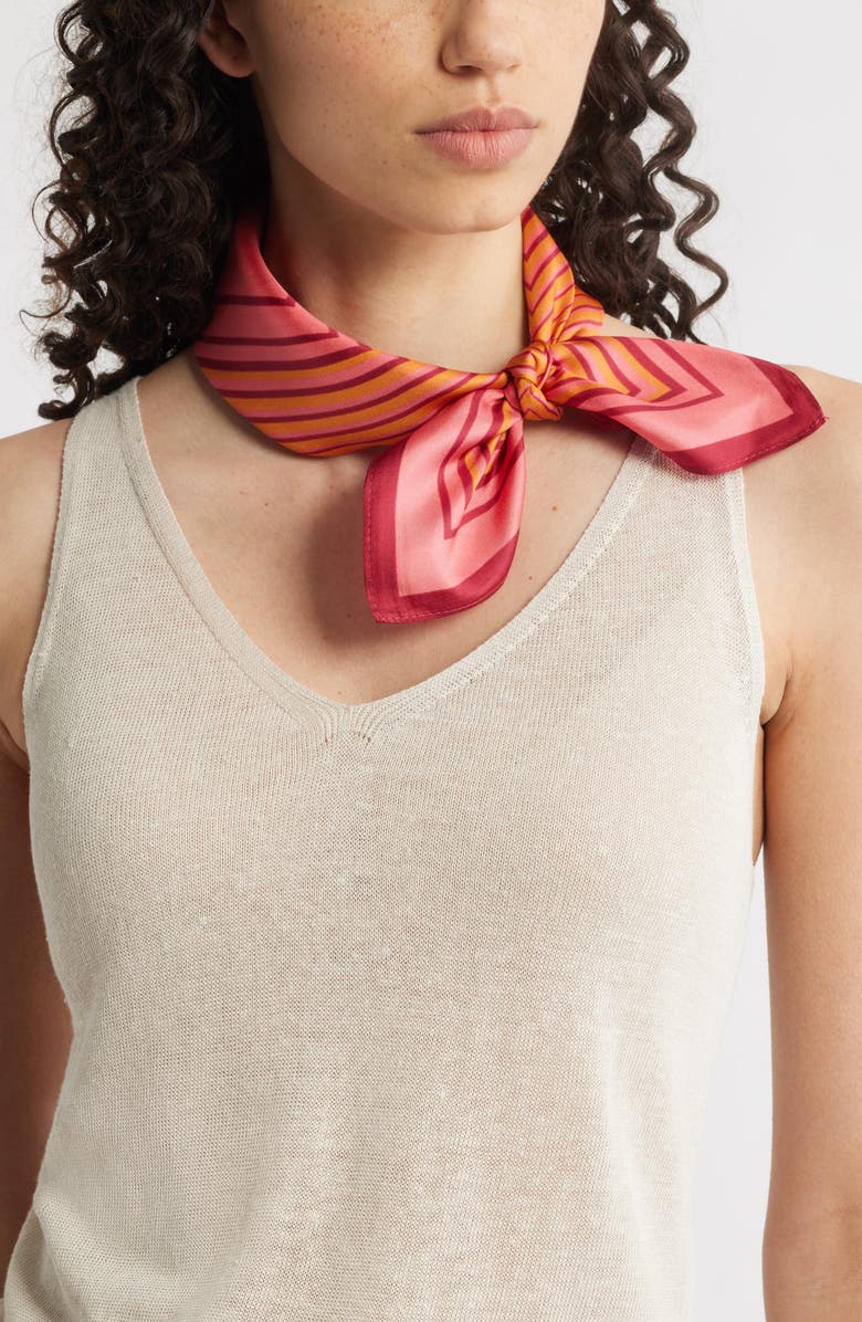 Nordstrom Print Silk Square Scarf, Main, color, Pink Square Geometric