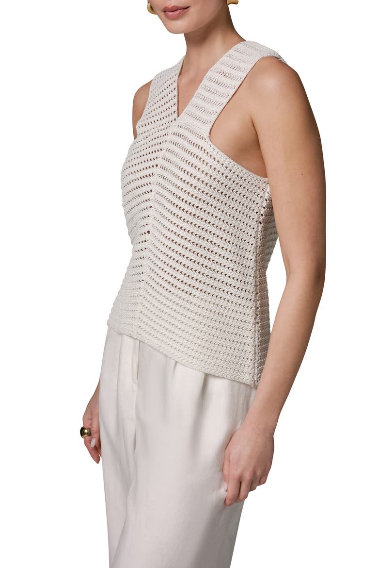 Metallic Open Stitch Sweater Tank, Alternate, color, CREAM