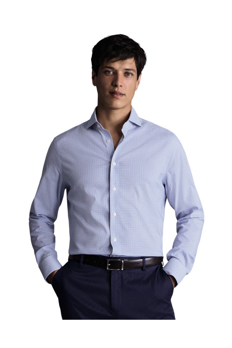 Non-iron Performance Check Slim Fit Shirt, Main, color, Mid Blue