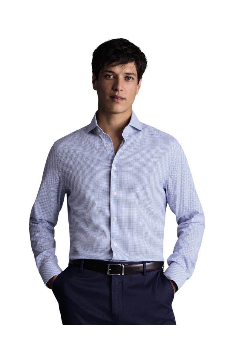 Charles Tyrwhitt Non-iron Performance Check Slim Fit Shirt, Main, color, Mid Blue