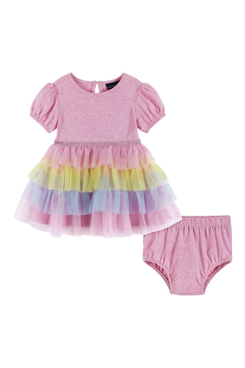 Puff Sleeve Tiered Dress, Main, color, PINK PUFF