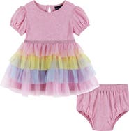 Andy & Evan Puff Sleeve Tiered Dress