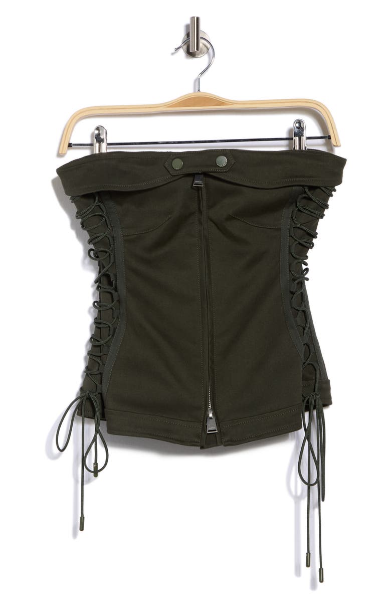 Simkhai Sasha Zip Up Bustier Top, Alternate, color, Moss