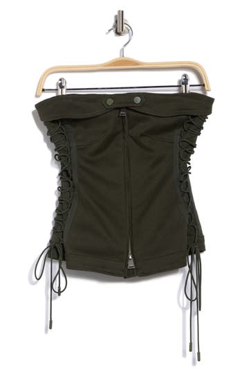 Simkhai Sasha Zip Up Bustier Top In Green