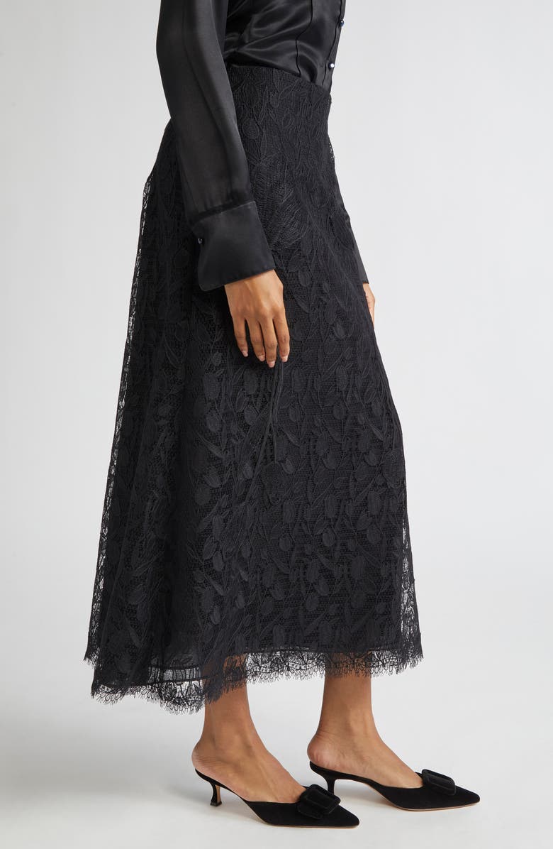 Lela Rose Floral Lace Flared Skirt, Alternate, color,