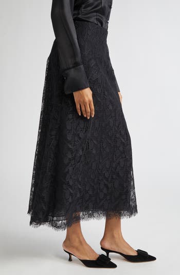 Floral Lace Flared Skirt