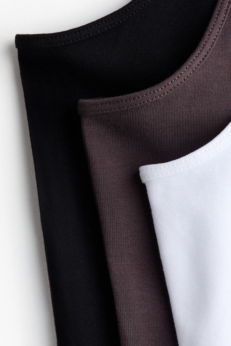 3-pack Cotton Strappy Tops, Alternate, color, White/dark brown/black