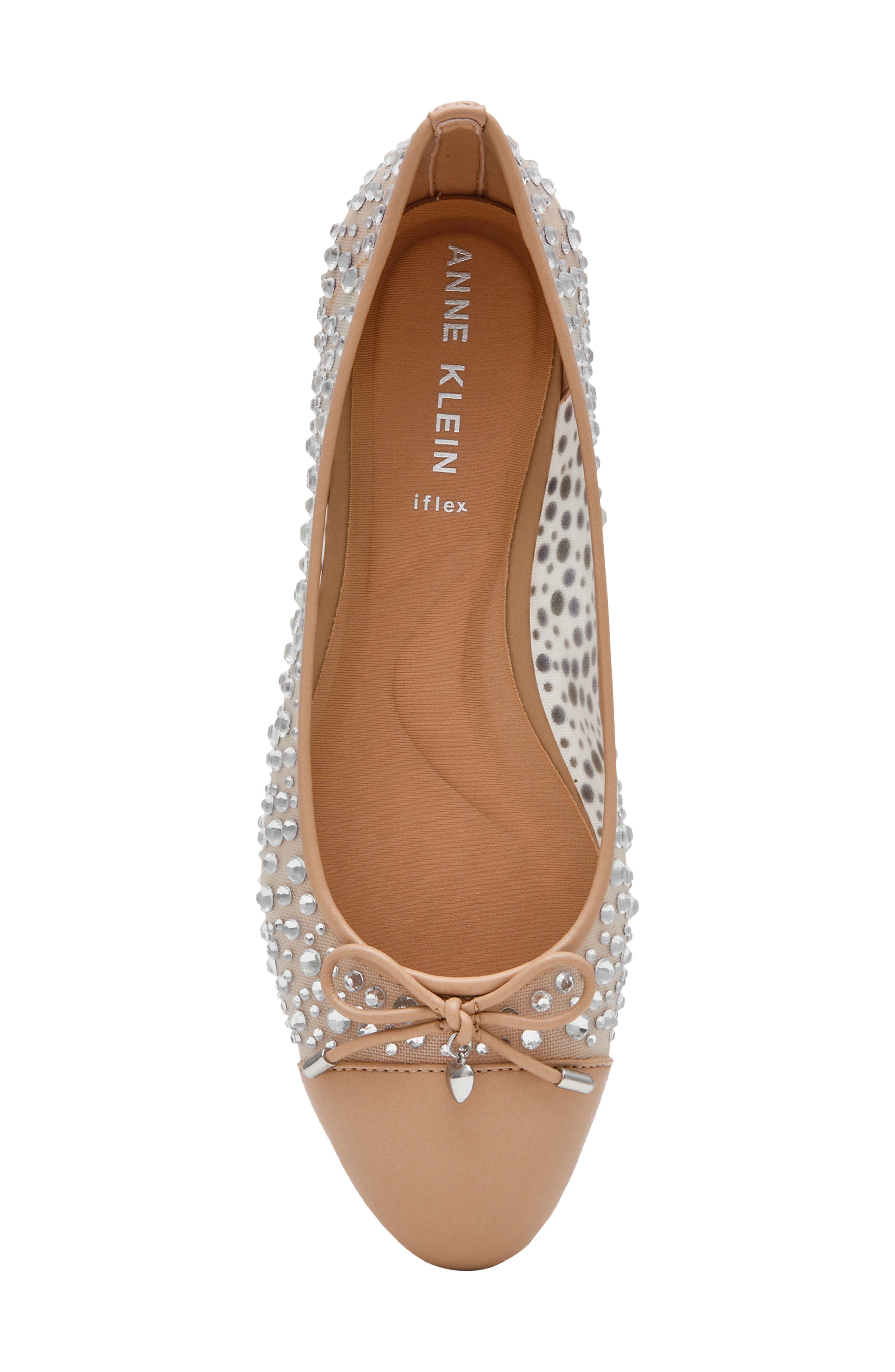 Anne Klein Luci Bow & Crystal Embellished Ballet Flat, Alternate, color, Crystals