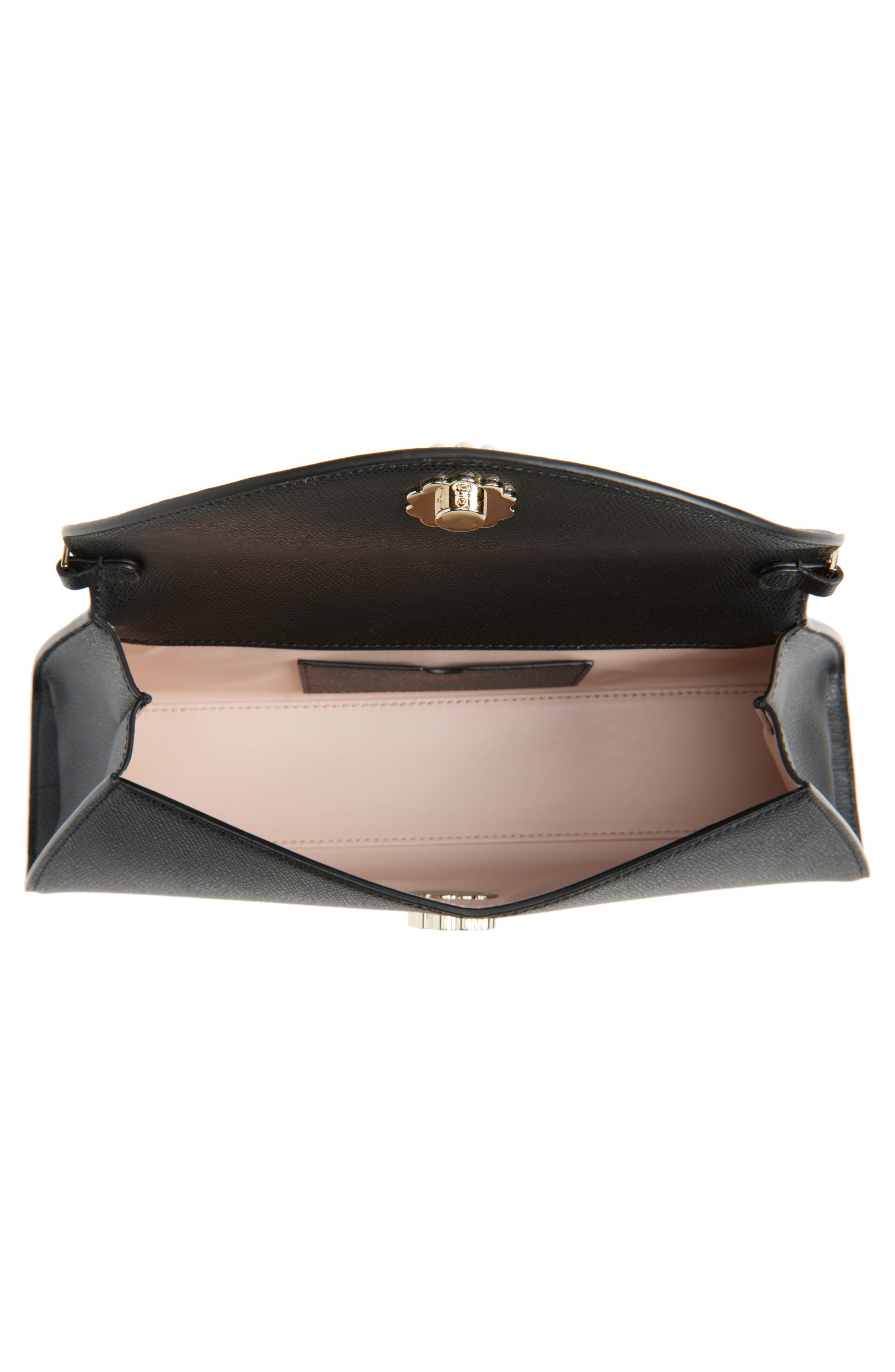 Simone Rocha Pochette Valentine Leather Shoulder Bag, Alternate, color, Black/ Pearl