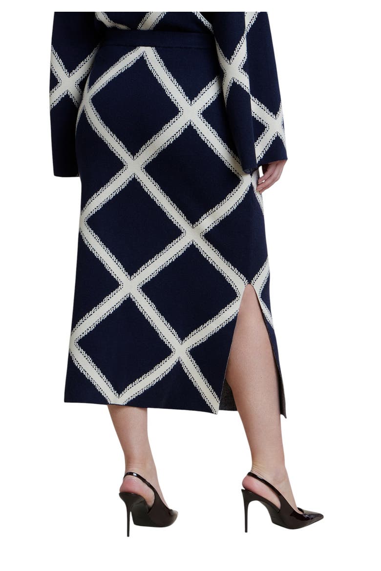 Intarsia Sweater Skirt, Alternate, color, NAVY/WHITE GRID
