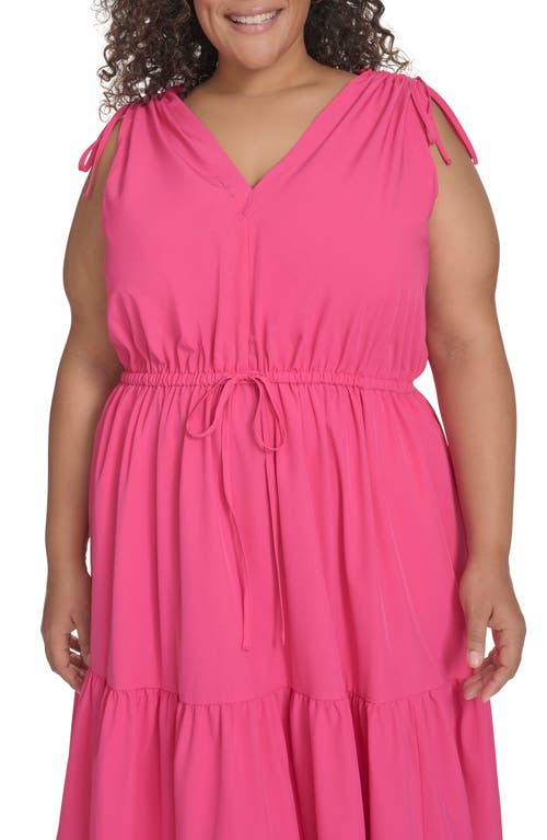 Calvin Klein Commuter Sleeveless Tiered Midi Dress In Hibiscus