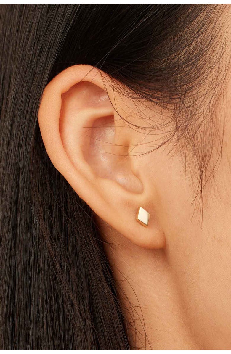 Oradina 14K Gold Sweet Diamond Studs, Alternate, color, Yellow Gold