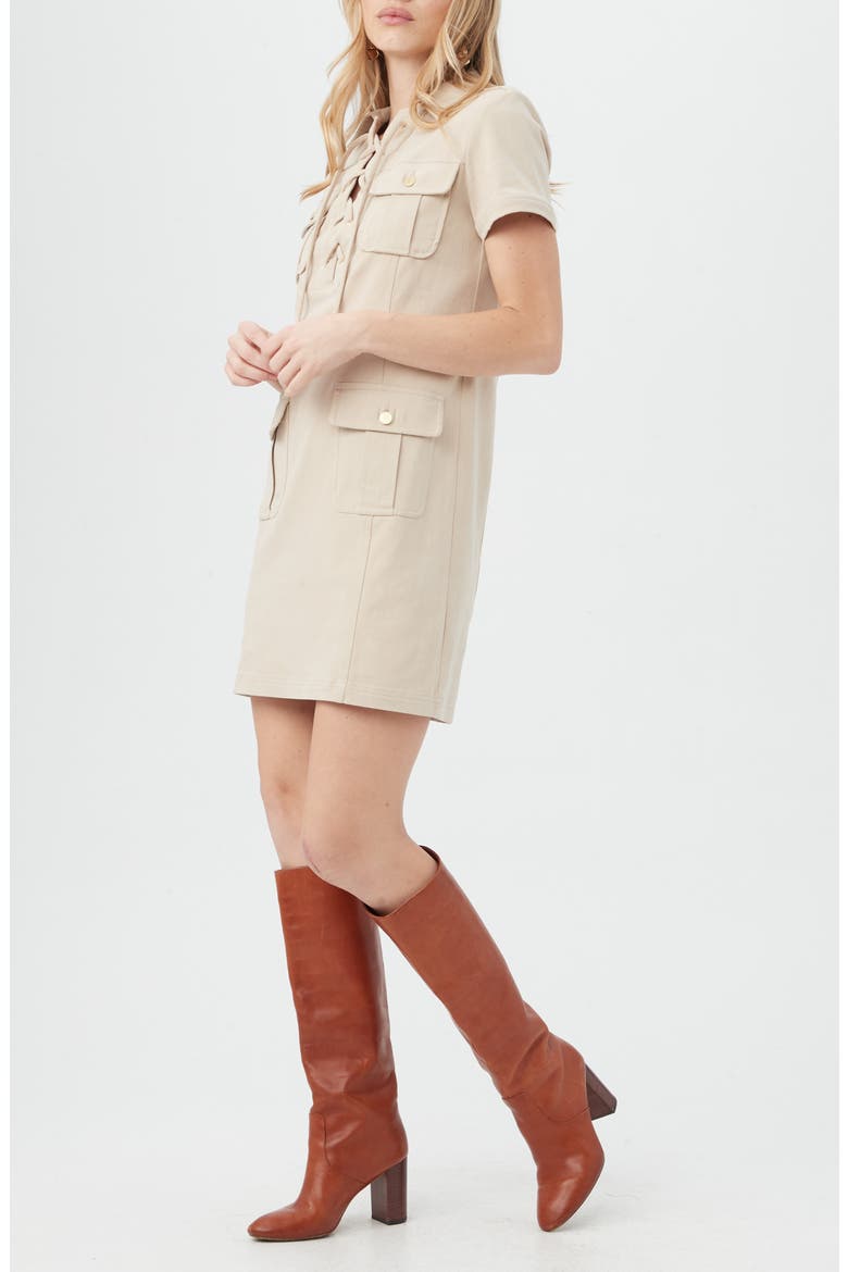 Cove Short Sleeve Utility Dress, Alternate, color, SAHARA STONE