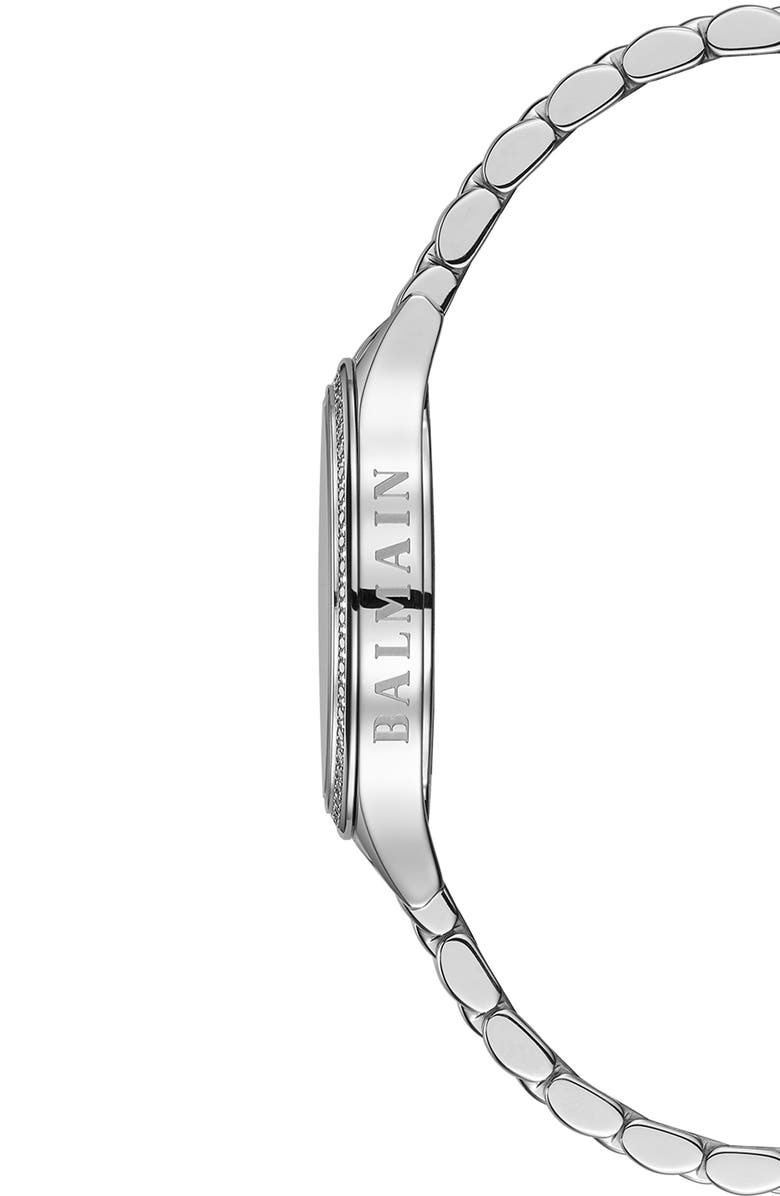 BALMAIN WATCHES Mother-of-Pearl Diamond Bracelet Watch, 29mm, Alternate, color, Stainless Steel