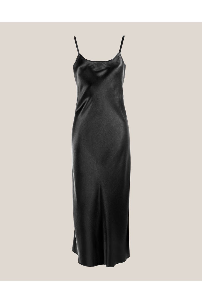 Angelica silk long nighty, Alternate, color, Black