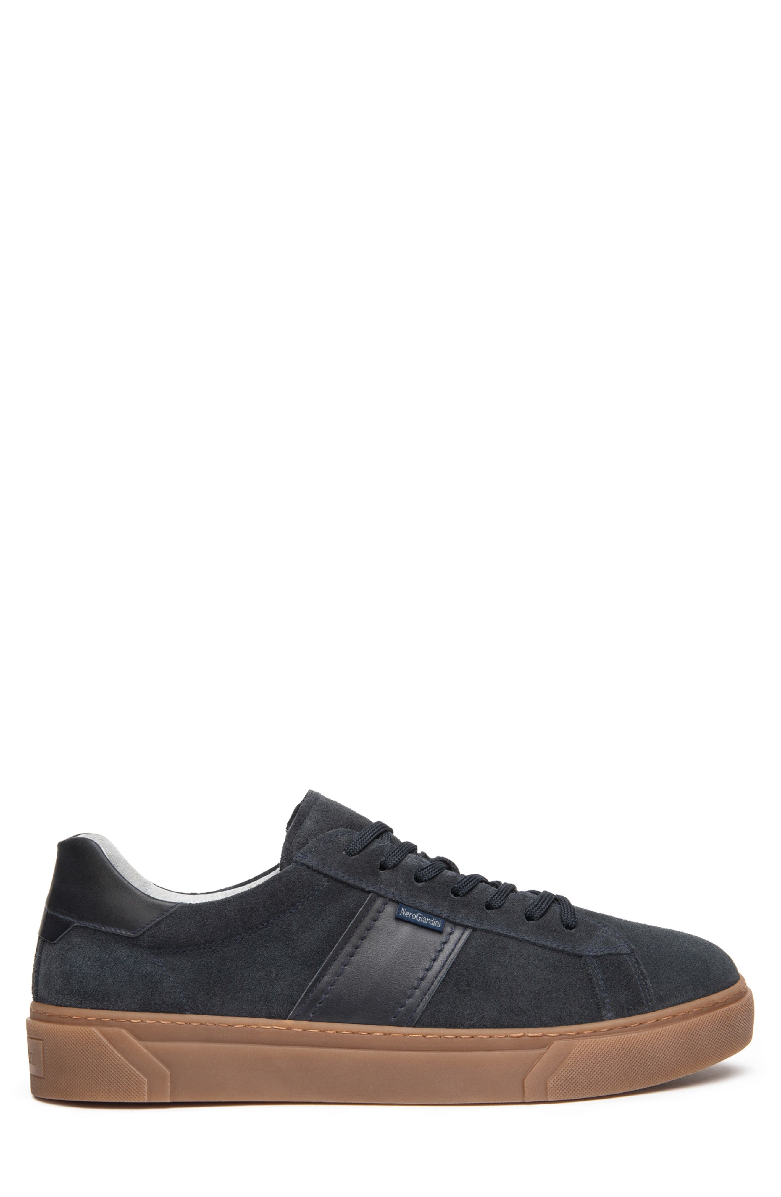Leather Low Top Sneaker, Alternate, color, NAVY