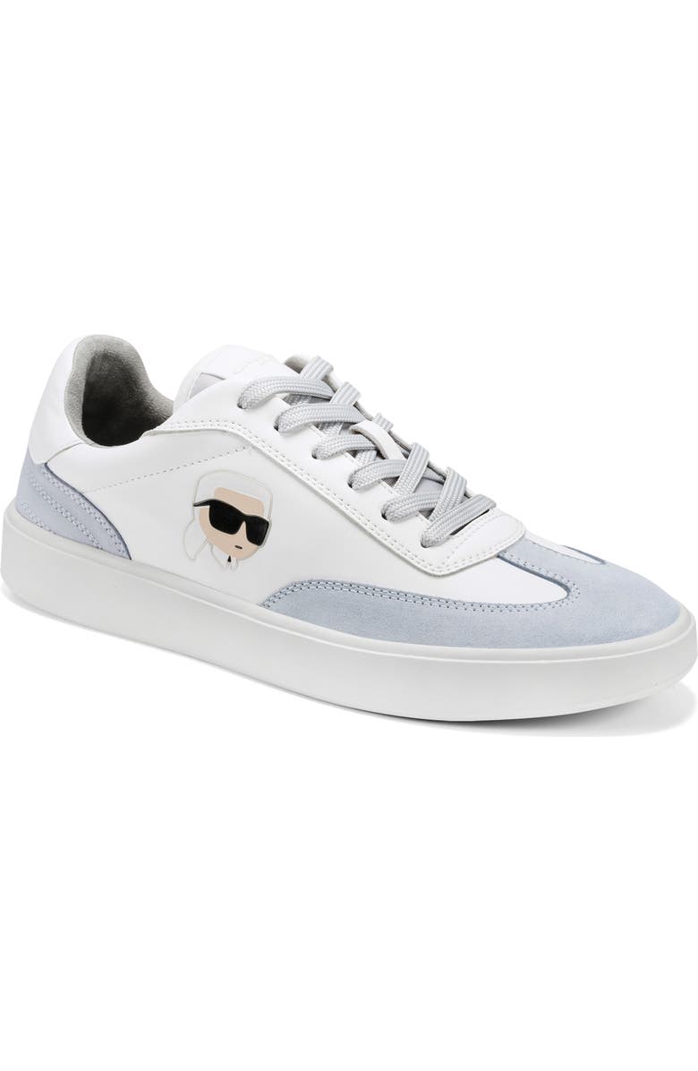 KARL LAGERFELD PARIS Philippe Mixed Media Sneaker, Main, color, White/ Grey