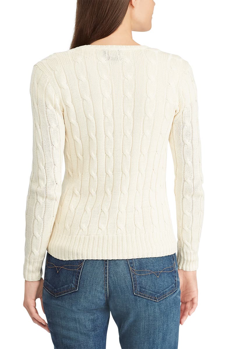 Polo Ralph Lauren Kimberly Cable Sweater, Alternate, color, Cream