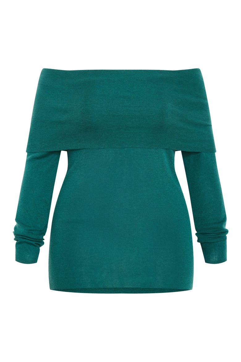 Florence Foldover Off the Shoulder Sweater, Alternate, color, JADE