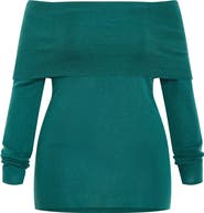 City Chic Florence Foldover Off the Shoulder Sweater