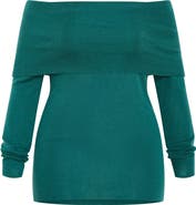 City Chic Florence Foldover Off the Shoulder Sweater