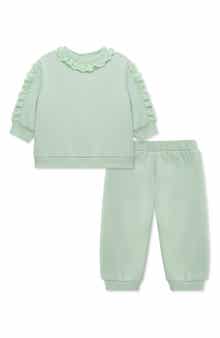 Little Me Ruffle Lace Trim Sweatshirt & Joggers