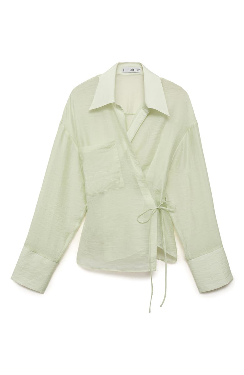 MANGO Side Tie Wrap Top, Alternate, color, Aqua Green