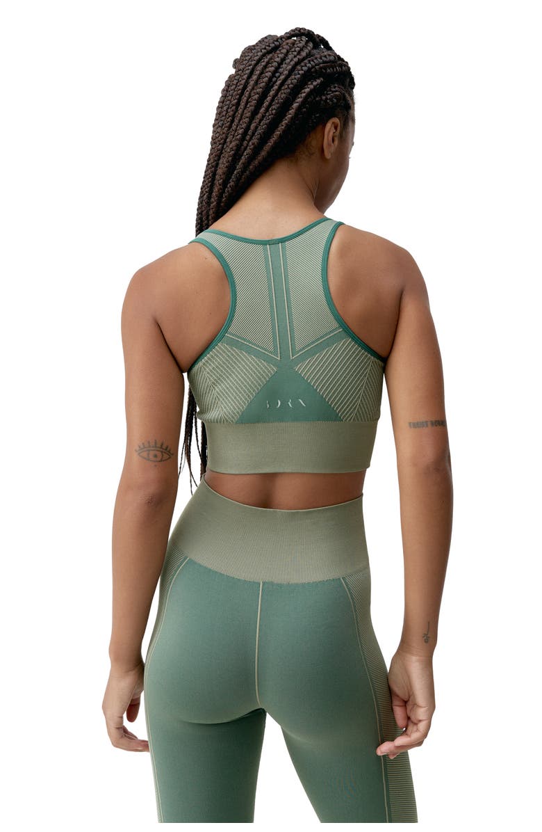 Born Living Yoga Buddha Medium Support Seamless Sport Top, Alternate, color, Deep Green/Grain