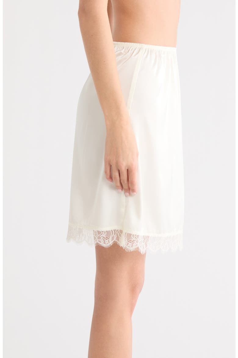Scalloped Lace Trim Satin Slip Skirt, Alternate, color, IVORY EGRET