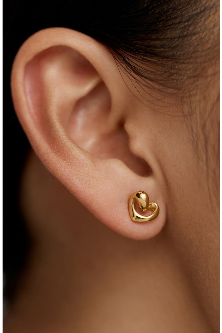 Infinity Heart Stud Earrings, Alternate, color, 18CT GOLD VERMEIL