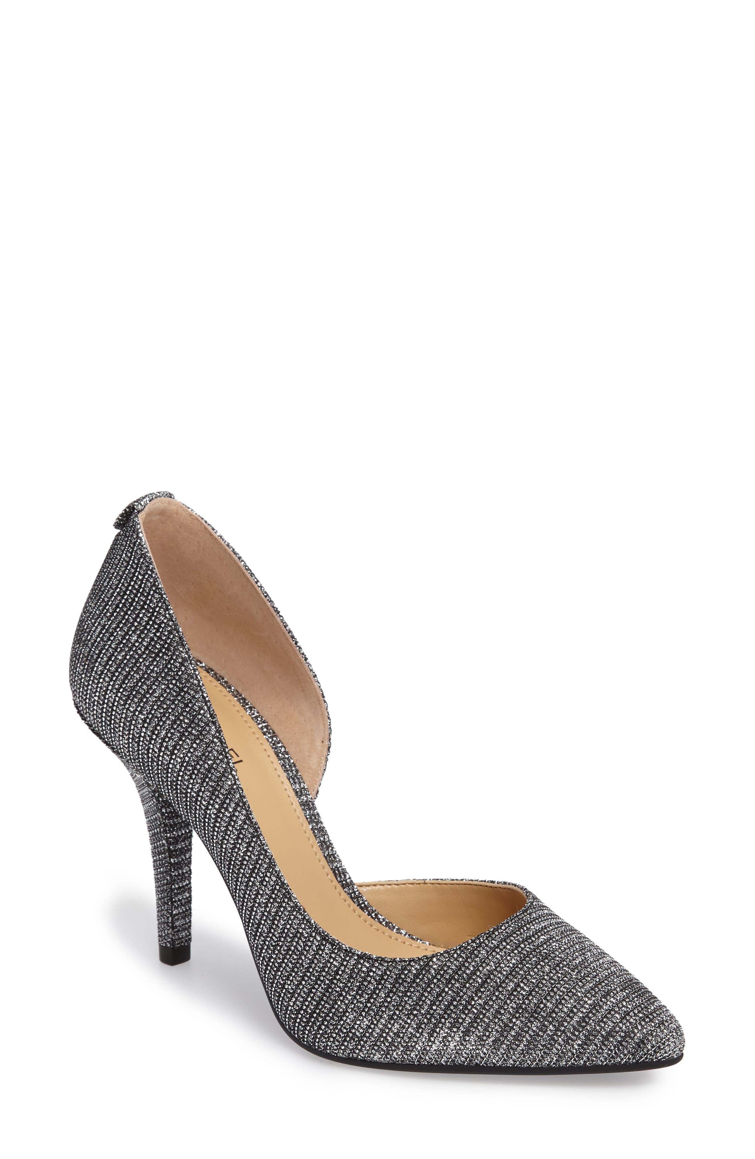 Nathalie Demi d'Orsay Pointy Toe Pump, Main, color, BLACK/ SILVER