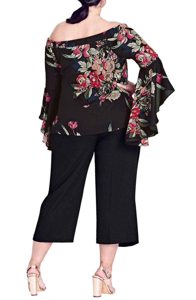 City Chic Misty Floral Off the Shoulder Top, Alternate, color,