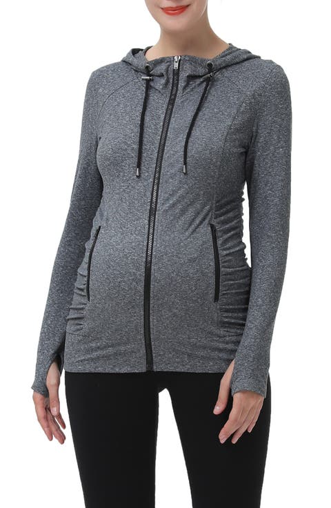Momo Ruched Zip Maternity Hoodie