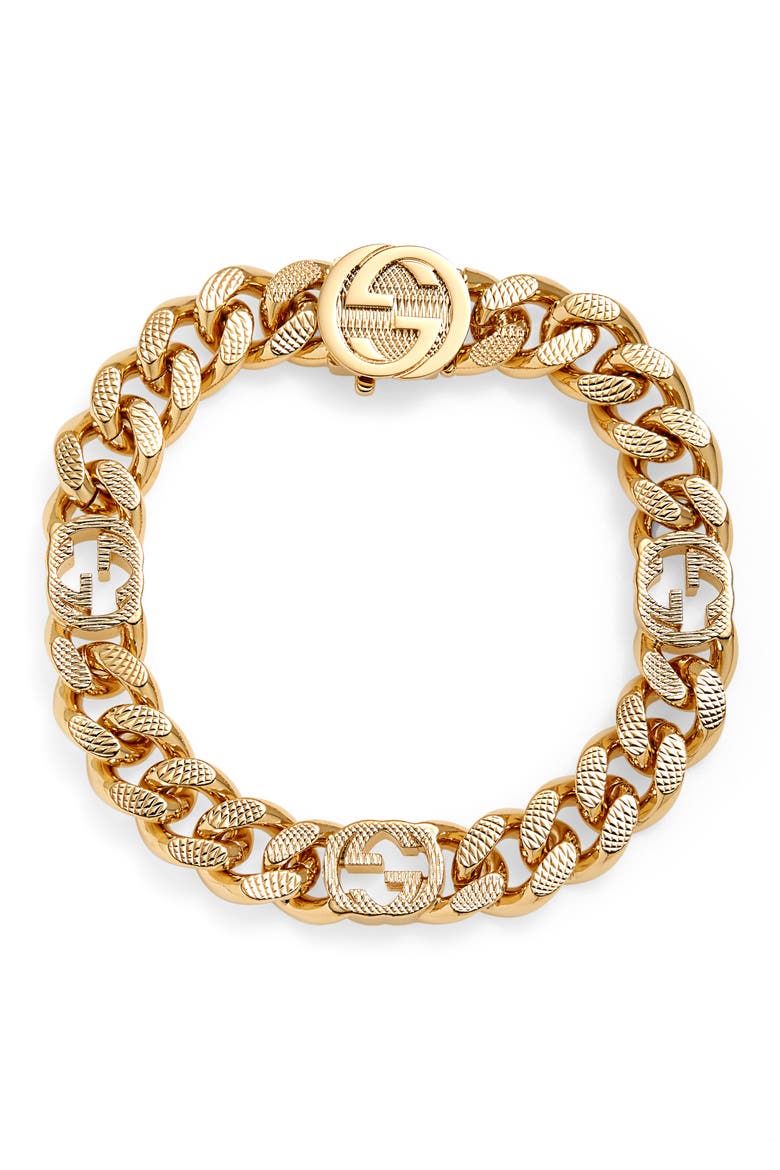 Interlocking-G Gourmette Bracelet, Main, color, GOLD