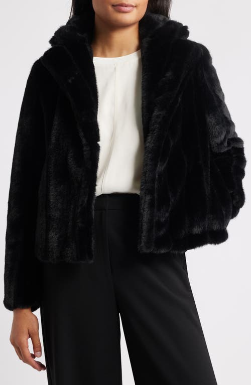 Anne Klein Faux Fur Jacket In Black