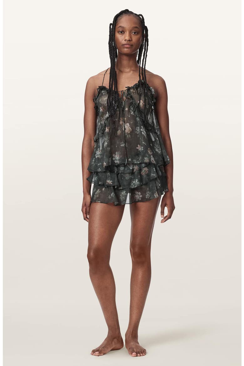 Ruffle Silk Skort, Alternate, color, JARDINIA DEEP GREEN