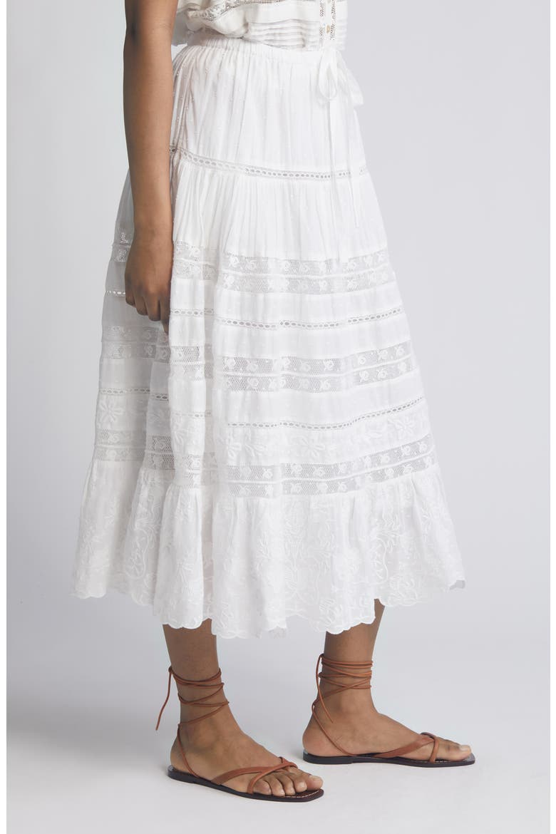 Donna Lace Tie Waist Maxi Skirt, Alternate, color, WHITE