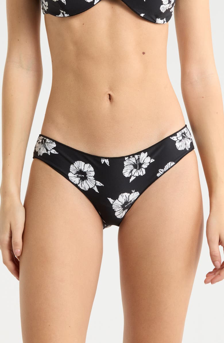 Rip Curl Party Wave Cheeky Hipster Bikini Bottoms, Main, color, Black/ White
