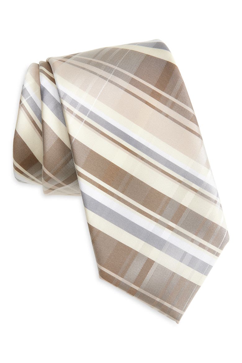 Landon Plaid Tie, Main, color, TAUPE