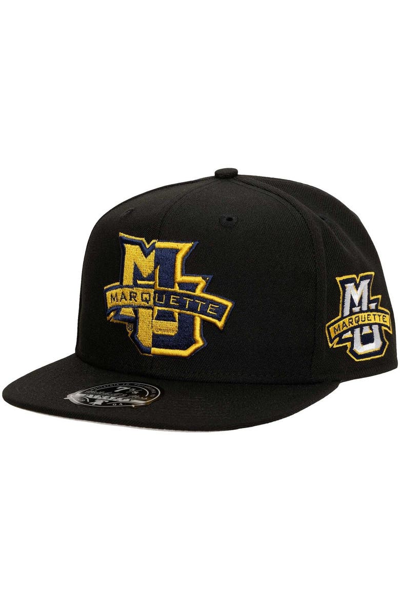Men's Mitchell & Ness  Black Marquette Golden Eagles Lifestyle Fitted Hat, Main, color, Black