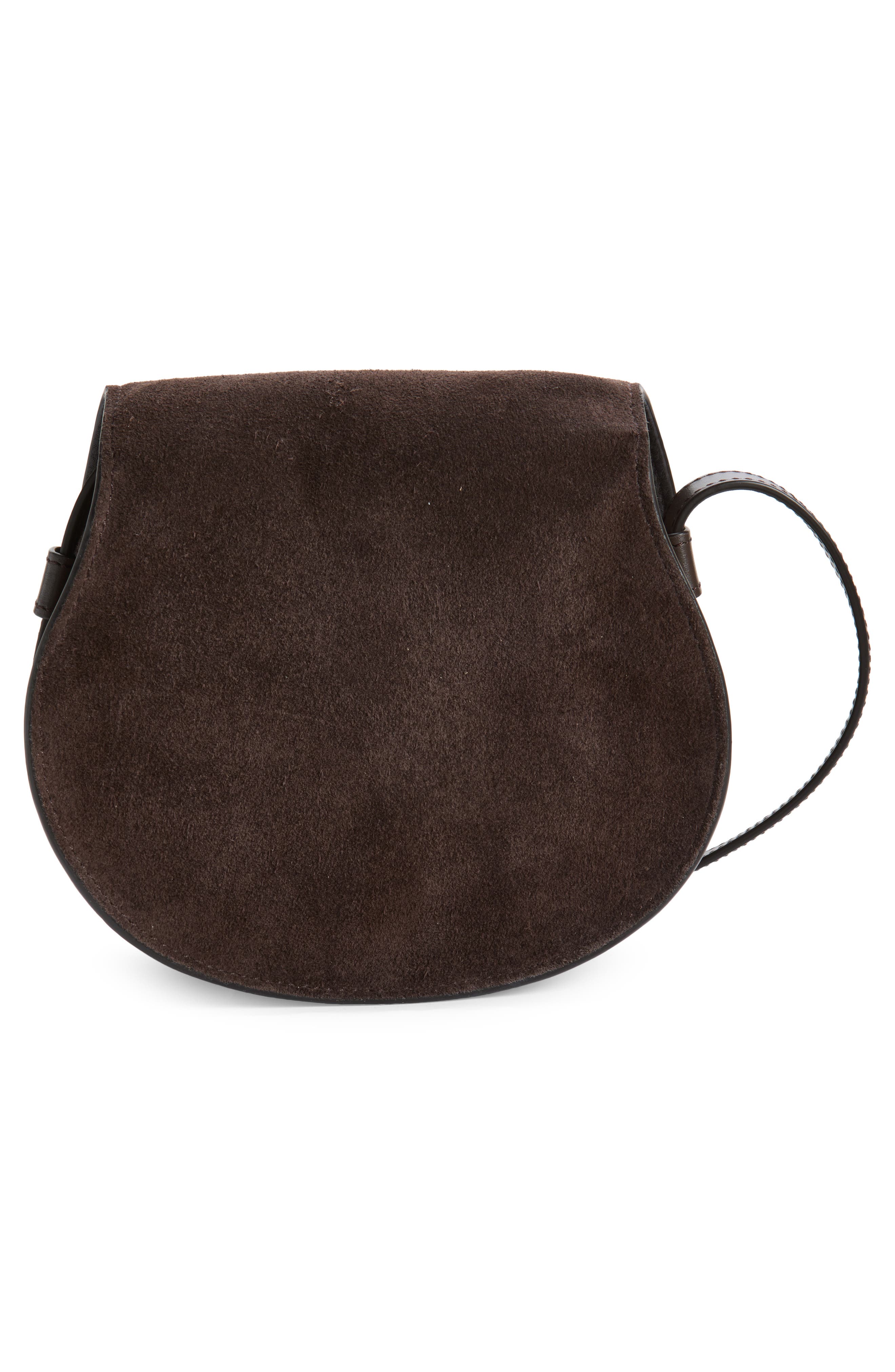 Chloé Small Marcie Suede Saddle Bag, Alternate, color, Brown