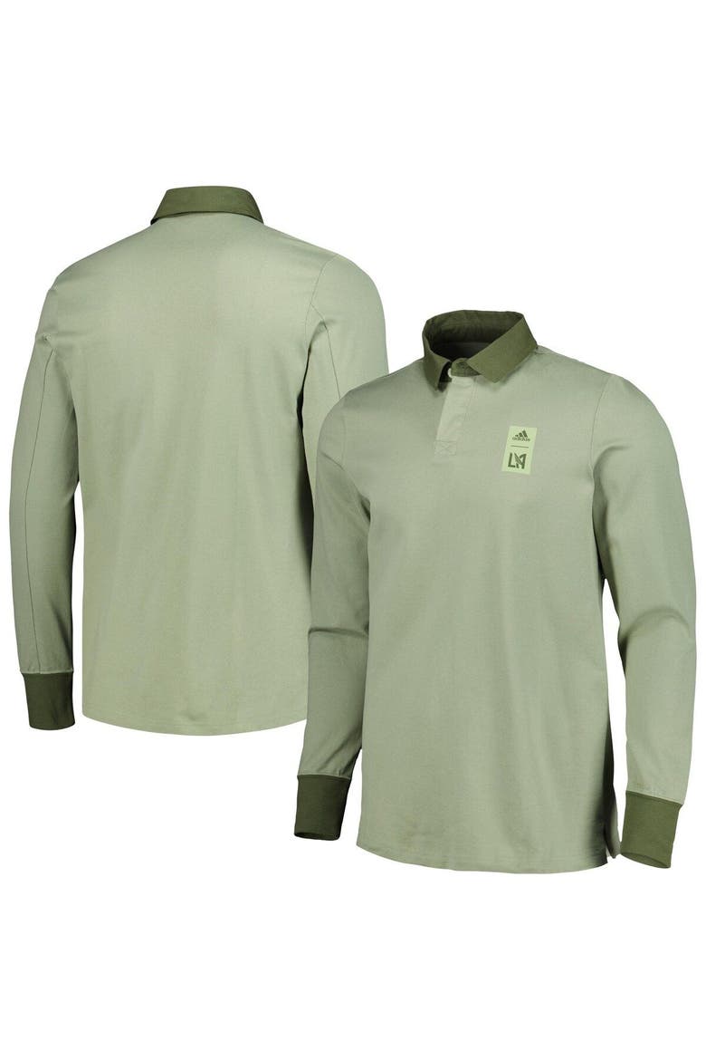 Men's adidas 2023 Player Green LAFC Travel Long Sleeve Polo, Main, color, Green
