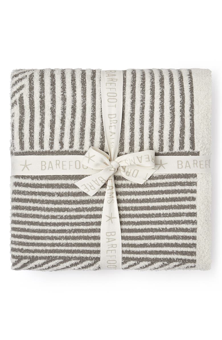 Barefoot Dreams<sup>®</sup> Linea Mixed Stripe CozyChic<sup>®</sup> Throw Blanket, Alternate, color, Cream-Pewter