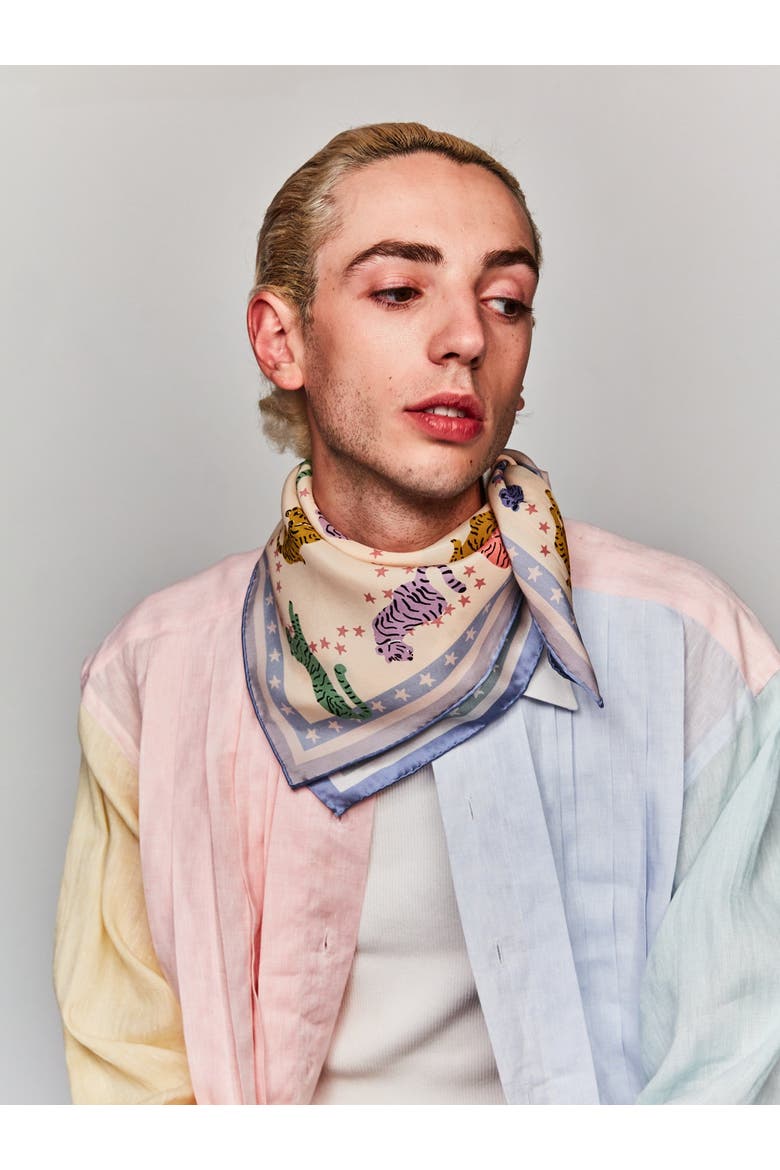 Neon Tigers Bandana, Alternate, color, Pastel Blue