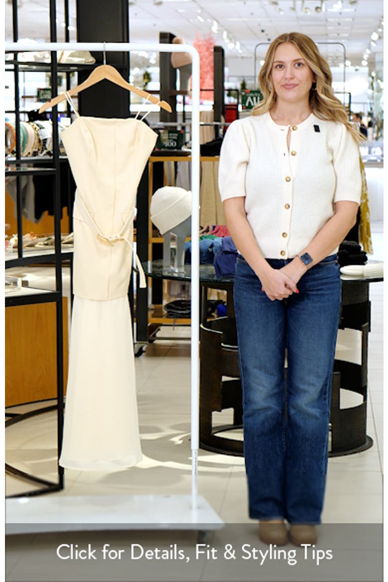 Strapless Mixed Media Belted Midi Dress video